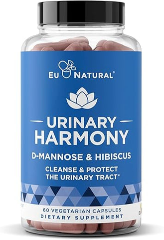 Eu Natural - Urinary Harmony – Fórmula Potente com D-Manose e Hibisco para Saúde do Trato Urinário Feminino – Limpa e Purifica o Sistema Urinário – 60 cápsulas