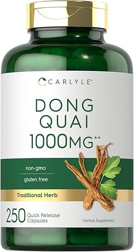 Cápsulas de Dong Quai | 1000mg | 250 Unidades | Suplemento Livre de Transgênicos e Glúten | Erva Tradicional - Carlyle