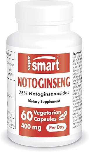 Extrato de Panax Notoginseng 400mg por Dia (Alta Potência) – 75% Notoginsenosídeos | Não-OGM | 75% Notoginsenosídeos | Não-OGM - Supersmart