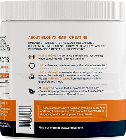 Blonyx - HMB Creatine – 3g Diários para Força e Potência Aumentadas | Marca: HMB