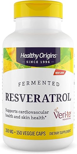 Healthy Origins - Resveratrol Trans-Resveratrol 300 mg – Suplemento Nutricional Europeu de Resveratrol Vegano, Não-OGM