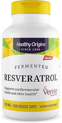 Healthy Origins - Resveratrol Trans-Resveratrol 300 mg – Suplemento Nutricional Europeu de Resveratrol Vegano, Não-OGM