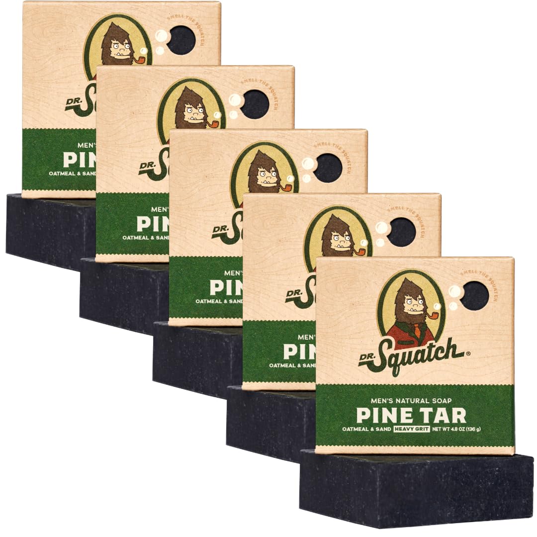 Sabonete em Barra para Homens – Kit com 5 Unidades de Sabonete de Alcatrão de Pinheiro – Sabonete Natural para Homens – 5 Barras de Sabonete – Fragrância Rústica, Amadeirada e Intensa (136g) - Dr. Squatch
