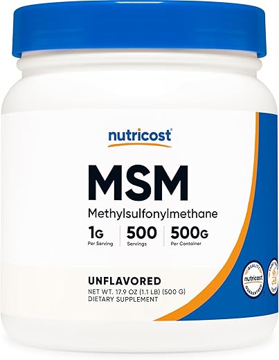 MSM Puro em Pó 500g (Metilsulfonilmetano) – Benefícios para Saúde e Bem-Estar - Nutricost