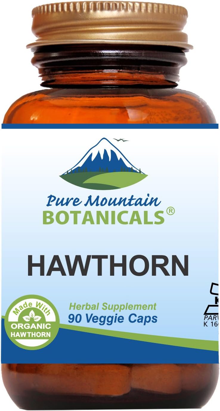 Pure Mountain Botanicals - Cápsulas de Espinheiro Branco – Cápsulas Veganas Kosher com 1000mg de Espinheiro Branco Orgânico