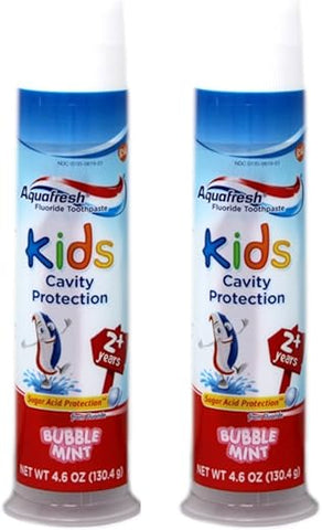 Kids Pump Pasta de Dente com Flúor Bubble Mint, Proteção contra Cáries, 4,6 onças (embalagem com 2 unidades) - Aquafresh