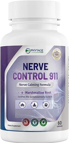 Phytage Labs - Nerve Control 911 – Suplemento Natural à Base de Plantas para Saúde dos Nervos (60 Cápsulas)