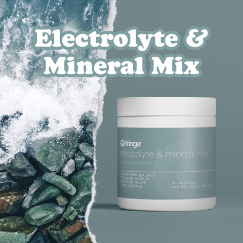Electrolyte and Mineral Mix: Sal Marinho Puro do Oceano para Reidratação, Cloreto de Potássio, Malato de Magnésio para Tensão Muscular, Minerais Traços Essenciais, Sem Sabor, 30g - Fringe