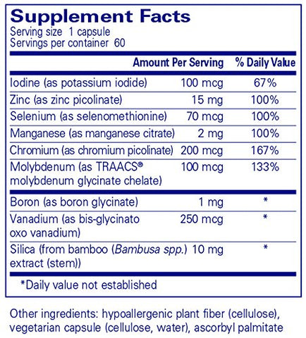 Mistura de Minerais Traços Essenciais para Apoiar o Metabolismo e Função Celular – 60 Cápsulas - Pure Encapsulations