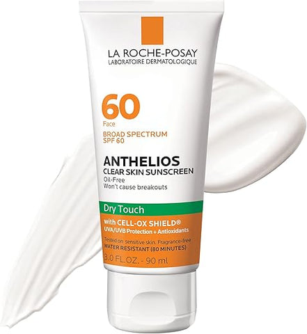 Protetor Solar La Roche-Posay Anthelios Clear Skin FPS 60 | Toque Seco | Rosto | Absorção de Oleosidade | Amplo Espectro Antioxidante | Não Oleoso | Livre de Oxybenzone | 50g