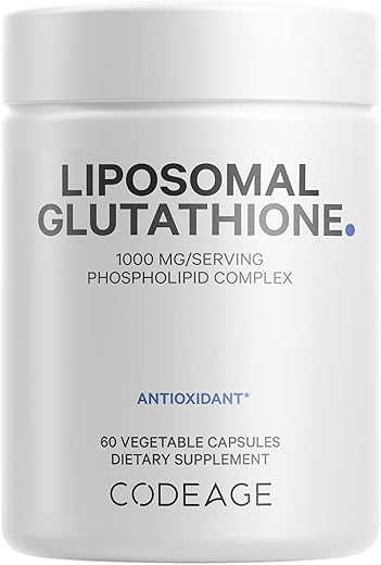 Liposomal Glutationa 1000 mg – Alta Potência – Entrega Lipossomal – L-Glutationa – Fosfolipídios – Sem OGM, Sem Glúten – 60 Cápsulas - Codeage