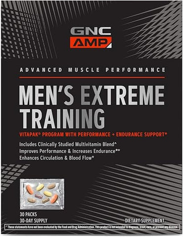 AMP Men’s Extreme Training Vitapak | Desenvolvido para Máximo Desempenho e Resistência | Sistema de Suplemento Diário em 5 Etapas | Suporte Muscular Específico | 30 Unidades - GNC