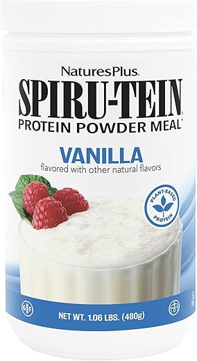 Natures Plus - NaturesPlus SPIRU-TEIN, Baunilha – 480g – Pó de Proteína de Spirulina – Vitaminas