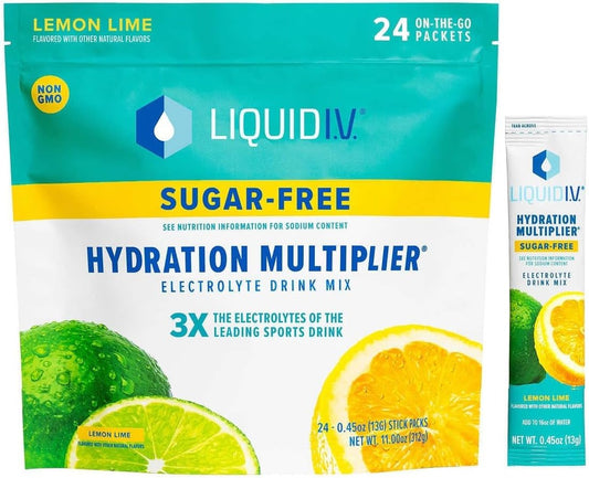 Hydration Multiplier – 24 Sachês Individuais no Pacote com Zíper, Limão Limão Sem Açúcar – Hidratação Eficiente - Liquid I.V.