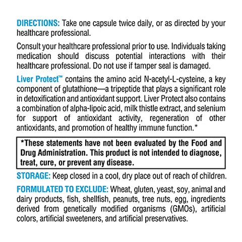 Liver Protect – Suporte à Saúde do Fígado Produção de Glutationa – Extrato de Cardo Mariano, Ácido Alfa-Lipóico ALA, N-Acetil-L-Cisteína, Selênio L-Selenometionina (60 Cápsulas) - XYMOGEN