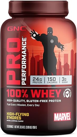 Pro Performance 100%% Whey Marvel: Saboroso High-Flying S’Mores (25 Porções) – Proteína em Pó de Alta Qualidade - GNC