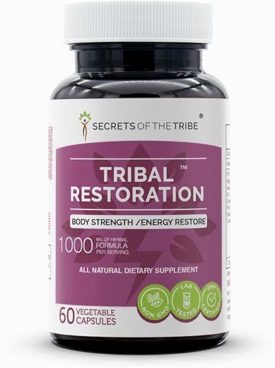 Secrets of the Tribe - Segredos da Tribo – Restauração Tribal, Restauração de Força/Energia Corporal, Mistura de Suplementos Herbais (60 Cápsulas)