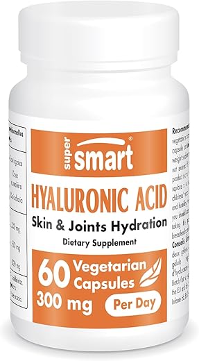 Suplemento de Ácido Hialurônico 300mg por Dia (Hialuronato de Sódio) – Alto Peso Molecular 1.2 Milhão de Daltons | Não-OGM | Alta Visibilidade em Buscadores - Supersmart