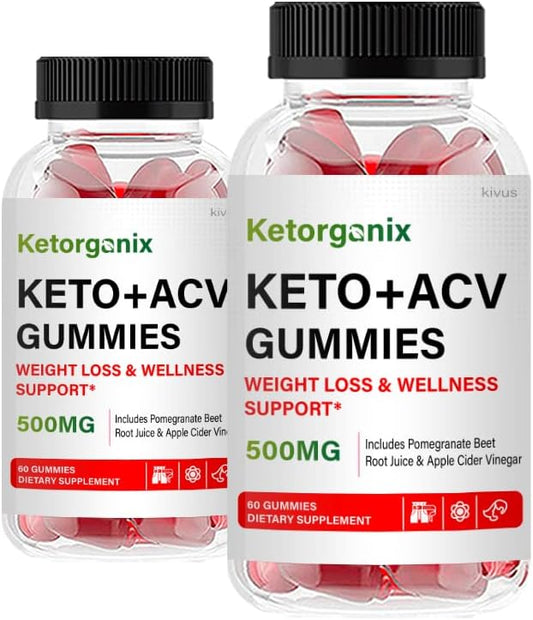 kivus - Kivus Ketorganix Gummies – Gomas Ketorganix Keto ACV (2 Pacotes, 120 Gomas)
