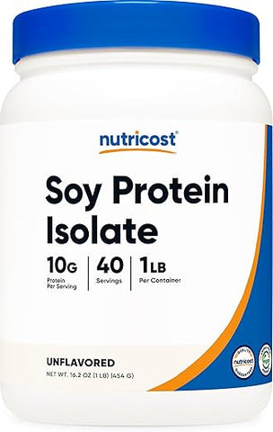 Proteína Isolada de Soja em Pó, 454g – 10g de Proteína por Porção, Vegano, Livre de Transgênicos - Nutricost