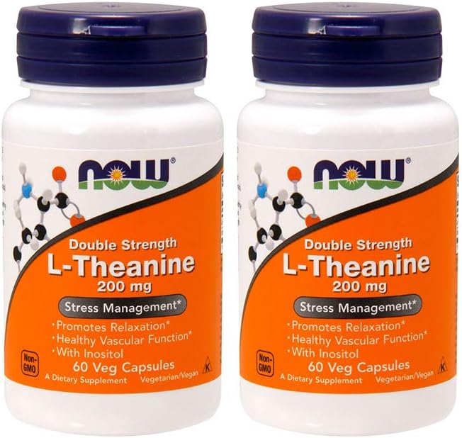 L-Theanine 200 mg – Cápsulas Vegetais 60 Unidades (2 Pacotes) - NOW Foods