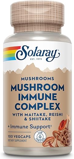 SOLARAY - Solaray Complexo Imune de Cogumelos Fermentados Cultivados Organicamente 600 mg | Suporte para uma Função Imune Saudável | 100 VegCaps