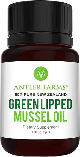 Óleo de Mexilhão de Lábios Verdes da Nova Zelândia 100% Puro, Equivalente a 12.500mg, 120 Cápsulas – Poderoso Extrato 125:1, Suprimento de 2 Meses - Antler Farms