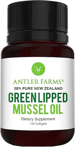 Óleo de Mexilhão de Lábios Verdes da Nova Zelândia 100% Puro, Equivalente a 12.500mg, 120 Cápsulas – Poderoso Extrato 125:1, Suprimento de 2 Meses - Antler Farms
