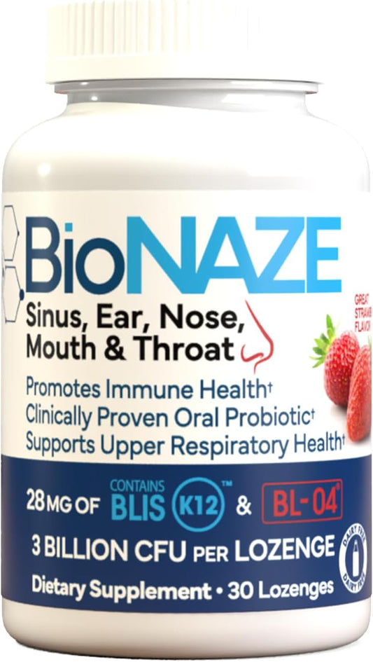 Bionaze - Oral Probiótico K12 para Sinusite, Pedras nas Amígdalas, Mau Hálito, Gotejamento Pós-nasal, Garganta, Boca, Dentes – Marca Probiótico Oral K12
