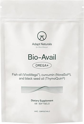 ADAPT NATURALS BY CHRIS KRESSER - Adapt Naturals Ômega 3 com Curcumina Bioativa – Óleo de Peixe em Cápsulas 1000mg