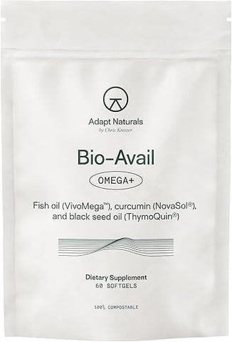 ADAPT NATURALS BY CHRIS KRESSER - Adapt Naturals Ômega 3 com Curcumina Bioativa – Óleo de Peixe em Cápsulas 1000mg