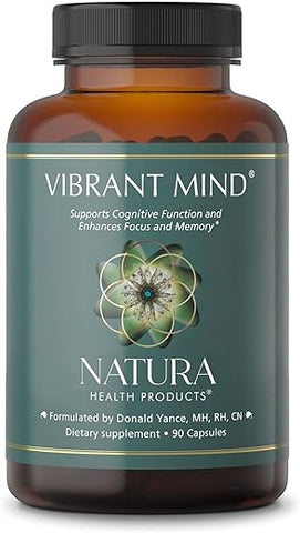 Vibrant Mind – Suplemento Cerebral Nootrópico para Memória e Concentração – Com Bacopa, Ginkgo Biloba, Centellin – 60 cápsulas - Natura Health Products