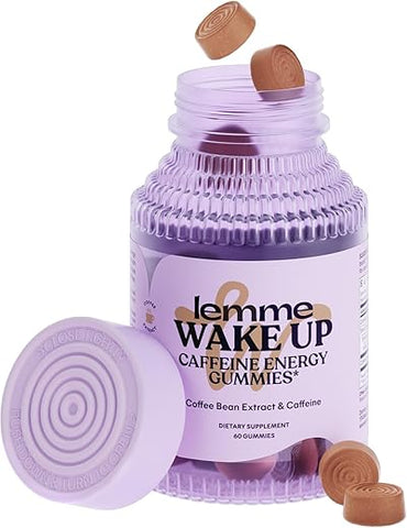 Wake Up Gummies Energéticos com Cafeína, 80mg por Porção, Extrato de Café, Sabor Cappuccino, Vegano - Lemme