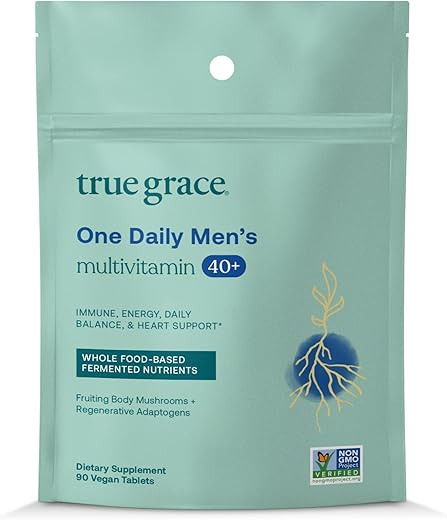 Multivitamínico Diário 40 para Homens – Minerais Fermentados, Adaptógenos Orgânicos – 40g - True Grace