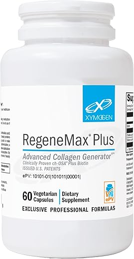 RegeneMax Plus – Biotina e Colina para Cabelo, Pele, Unhas e Articulações – Estimula a Produção de Colágeno para Saúde Óssea e Redução de Rugas – Biotina 5000mcg (60 Cápsulas) - XYMOGEN