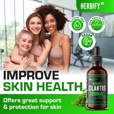 Tintura de Coentro Orgânico – Suplemento Herbal de Coentro para Desintoxicação – Rica Fonte de Antioxidantes – Apoia a Limpeza do Coração e do Corpo – Fabricado nos EUA – Extrato de Coentro Orgânico - HERBIFY