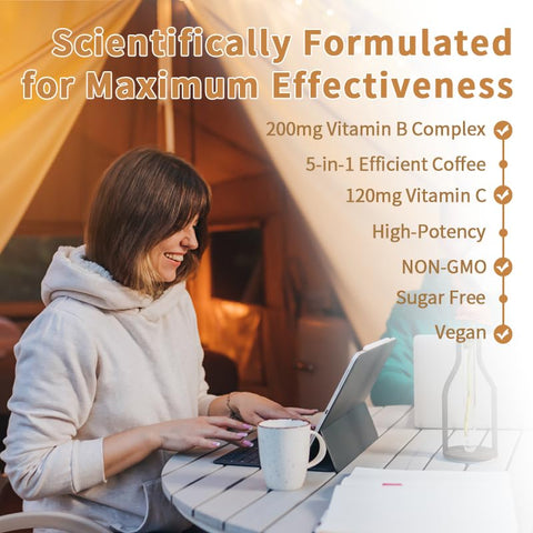 Generic - Café Instantâneo Super B Vitamin, Pó de Café com Alta Potência de Vitaminas B e C, Energia e Suporte ao Sistema Imunológico
