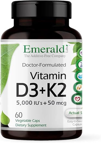 Vitamina D3 K2 – Vitamina D para saúde óssea e imunidade - EMERALD LABS