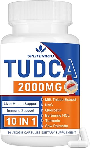Spliferkou - Tudca Liver Support 2000mg – Suplemento para o Fígado com Sais Biliares, Cardo de Leite e Nac – 60 Cápsulas para 30 Dias – Suporte para o Fígado, Desintoxicação e Sistema Imunológico
