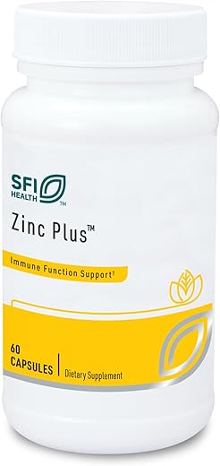 Zinc Plus – Suplemento de Suporte Imunológico com Zinco Citrato, Cobre e Vitamina B6 | 60 cápsulas - Klaire Labs