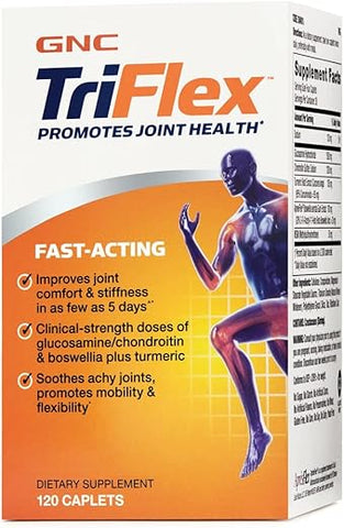 TriFlex Fast-Acting | Melhora o Conforto e Rigidez das Articulações, Doses Clínicas de Glucosamina/Condroitina e Boswellia- Mais Cúrcuma | 120 Cápsulas - GNC