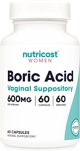 Ácido Bórico 600mg, 60 Cápsulas – Supositório Vaginal – Não-OGM – para Mulheres - Nutricost