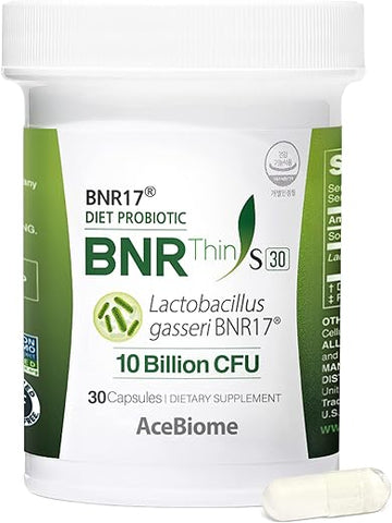 AceBiome - BNRThin S30: Lactobacillus Gasseri BNR17, 10 Bilhões CFU Garantidos, 30 Cápsulas