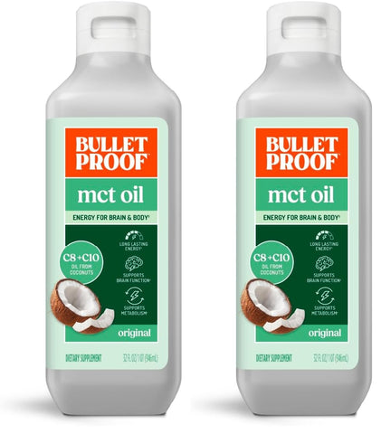 Bulletproof C8 & C10 MCT Oil, 100% Pure Coconut Oil, Triple-Distilled for Sustained Keto Energy, Unflavored, No Additives or Fillers, Non-GMO, 16 oz