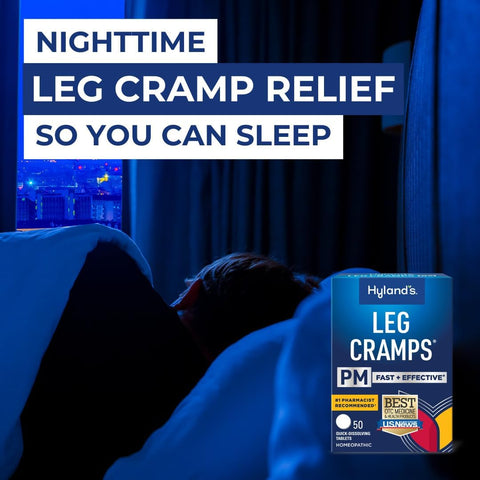 Hyland's Leg Cramps PM, Relief of Nighttime Leg, Calf, and Foot Cramps, 50 Quick-Dissolving Tablets