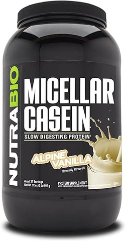 Proteína em Pó de Caseína Micelar – Sabor Morango – Digestão Lenta – Crescimento Muscular – Aminoácidos Essenciais – Não-OGM – Sem Glúten - NutraBio
