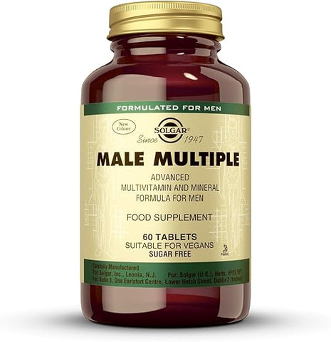SOLGAR - Solgar Male Multiple – 60 Comprimidos – Multivitamínico, Mineral – Marca Solgar