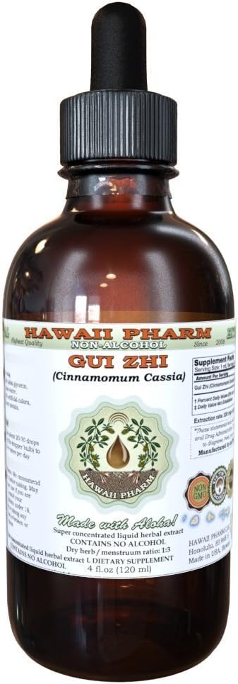 GUI Zhi Extrato Líquido Sem Álcool, Canela (Cinnamomum Cassia) Glicerito de Galho Hawaii Pharm Suplemento Herbal Natural 120 ml