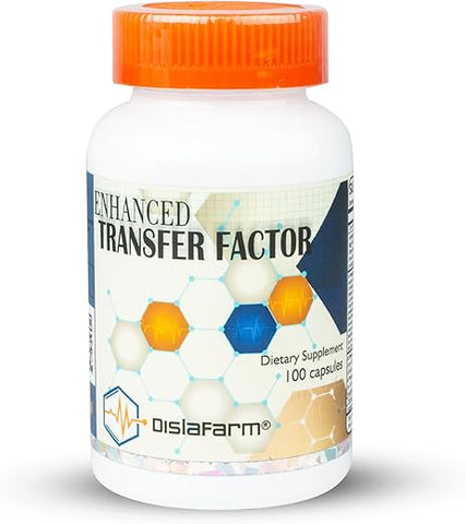 Dislafarm - Transfer Factor Enhanced – Cápsulas Naturais 100, Suporte Imunológico – Fator de Transferência do Colostrum Bovino e Gema de Ovo