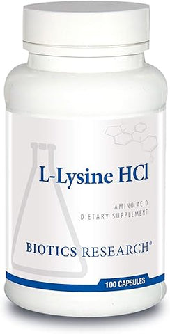 L Lysine HCI – Aminoácido L lisina em Cápsulas 100 – Estimula Energia, Reforça Imunidade, Favorece Absorção de Cálcio - Biotics Research